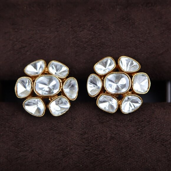 Petal Cluster Kundan Brass Earrings JP14